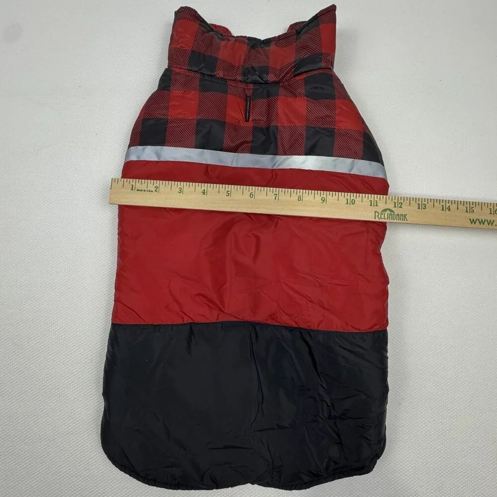 32 Degrees Heat Red Black Plaid Dog Jacket Large Puffer Vest Adjustable NEW